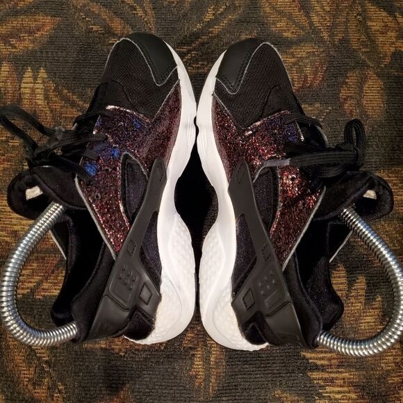 Nike Huarache Black Glitter Shoes - Picture 3 of 6